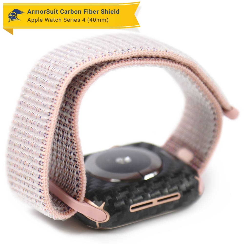 Apple Watch 40mm (Series 4/5/6) Screen Protector + Black Carbon Fiber Skin Protector