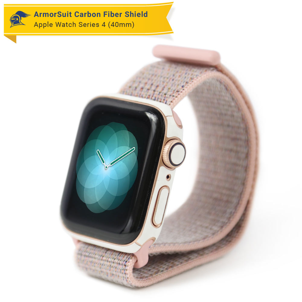 Apple Watch 40mm (Series 4/5/6) Screen Protector + White Carbon Fiber Skin Protector