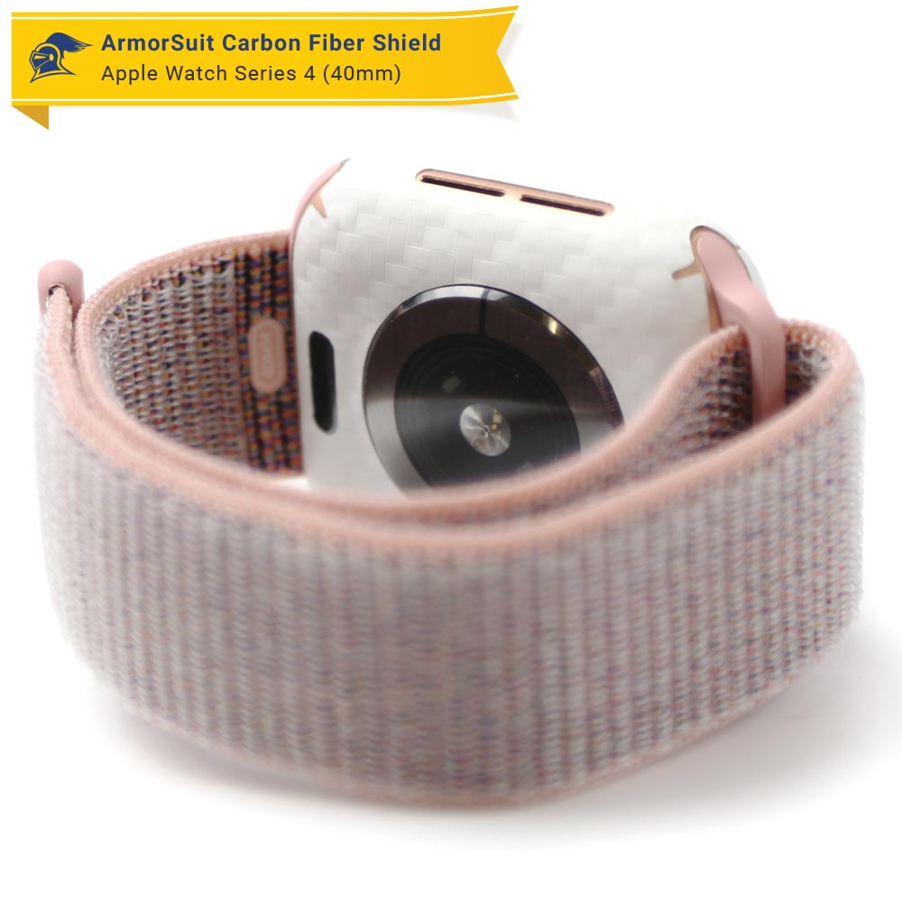 Apple Watch 40mm (Series 4/5/6) Screen Protector + White Carbon Fiber Skin Protector