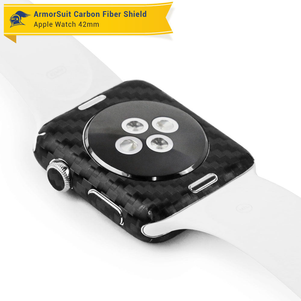 Apple Watch 42mm (Series 1) Screen Protector + Black Carbon Fiber Skin Protector