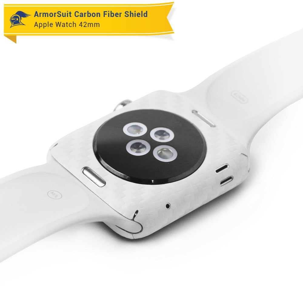 Apple Watch 42mm (Series 1) Screen Protector + White Carbon Fiber Skin Protector