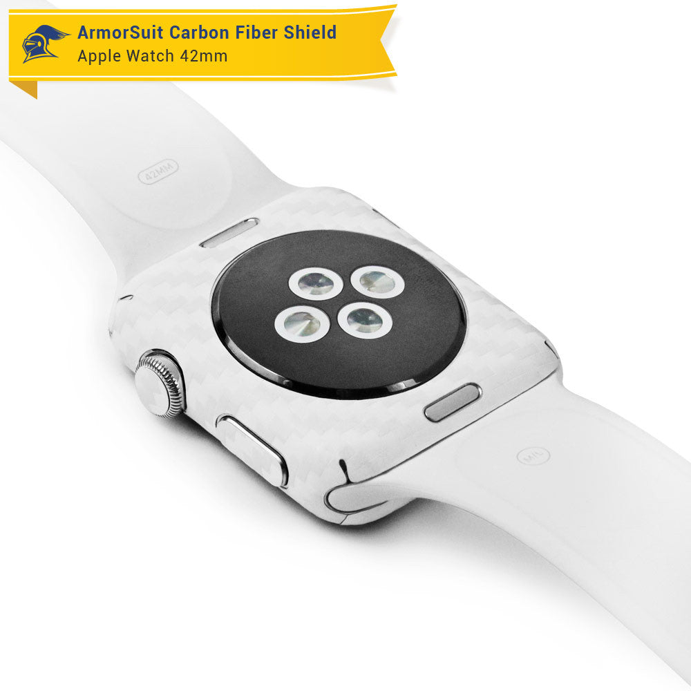 Apple Watch 42mm (Series 1) Screen Protector + White Carbon Fiber Skin Protector
