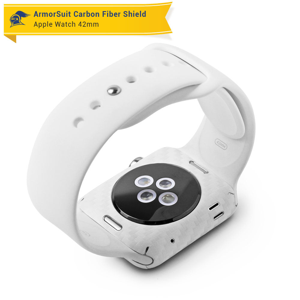 Apple Watch 42mm (Series 1) Screen Protector + White Carbon Fiber Skin Protector