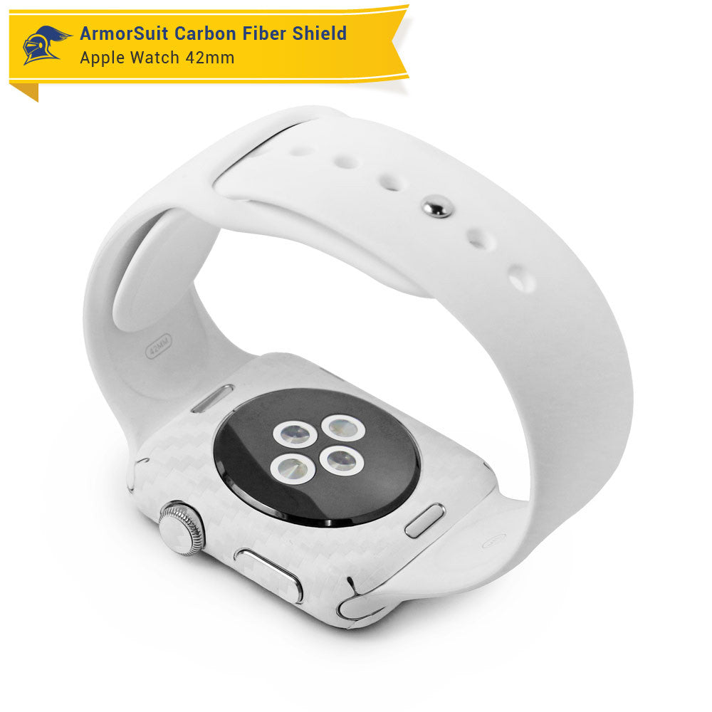 Apple Watch 42mm (Series 1) Screen Protector + White Carbon Fiber Skin Protector