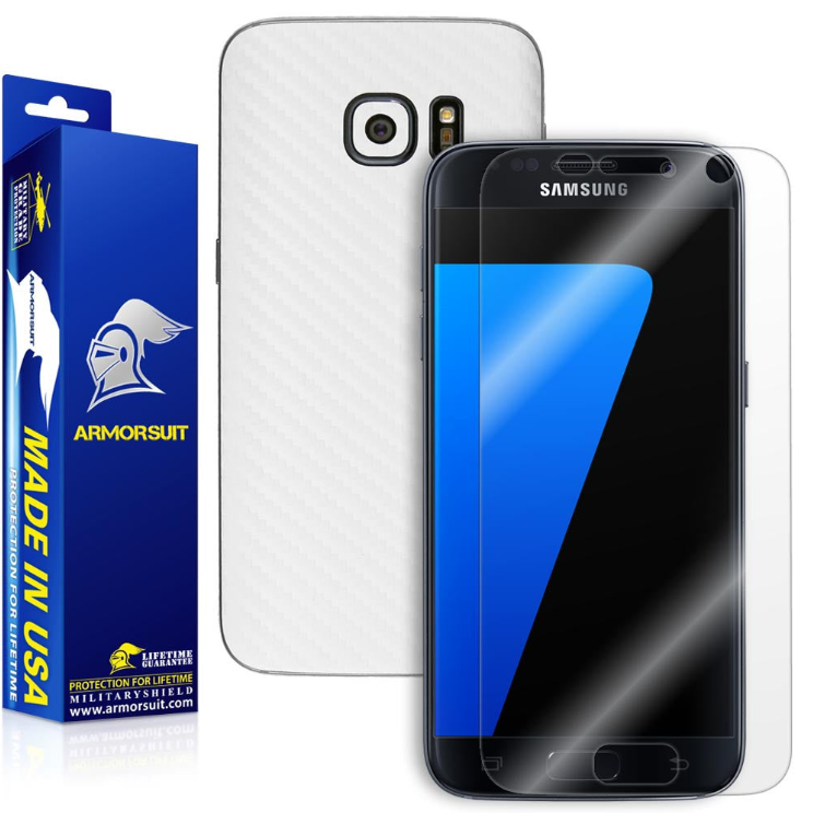 Samsung Galaxy S7 Screen Protector + Carbon Fiber Film Protector