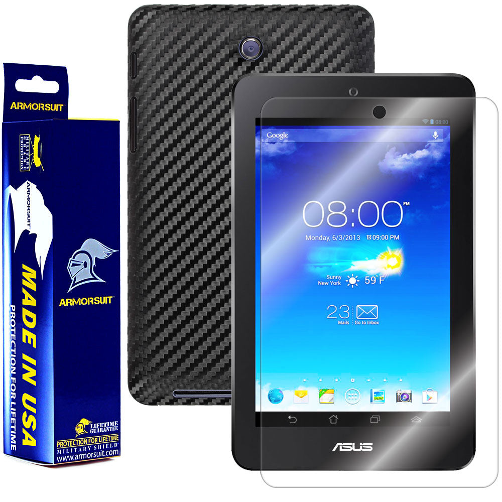 ASUS MeMO Pad HD 7 ME173X Screen Protector + Black Carbon Fiber Film Protector