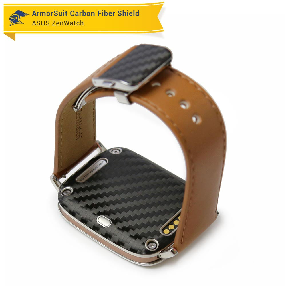 Asus ZenWatch Screen Protector + Black Carbon Fiber Skin