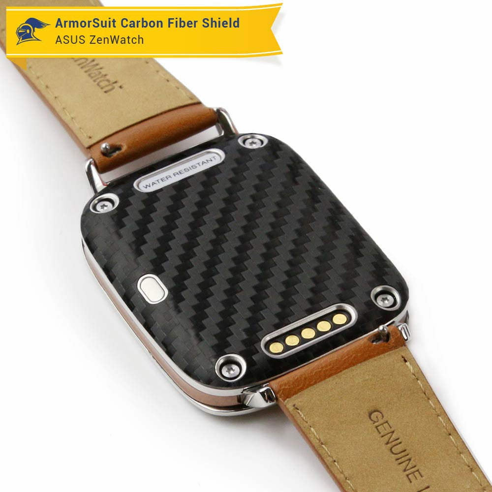 Asus ZenWatch Screen Protector + Black Carbon Fiber Skin