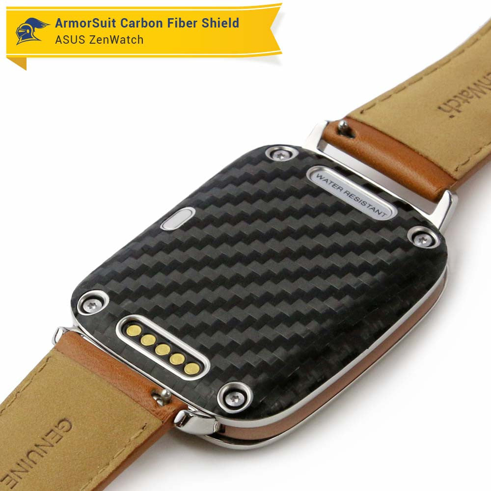 Asus ZenWatch Screen Protector + Black Carbon Fiber Skin