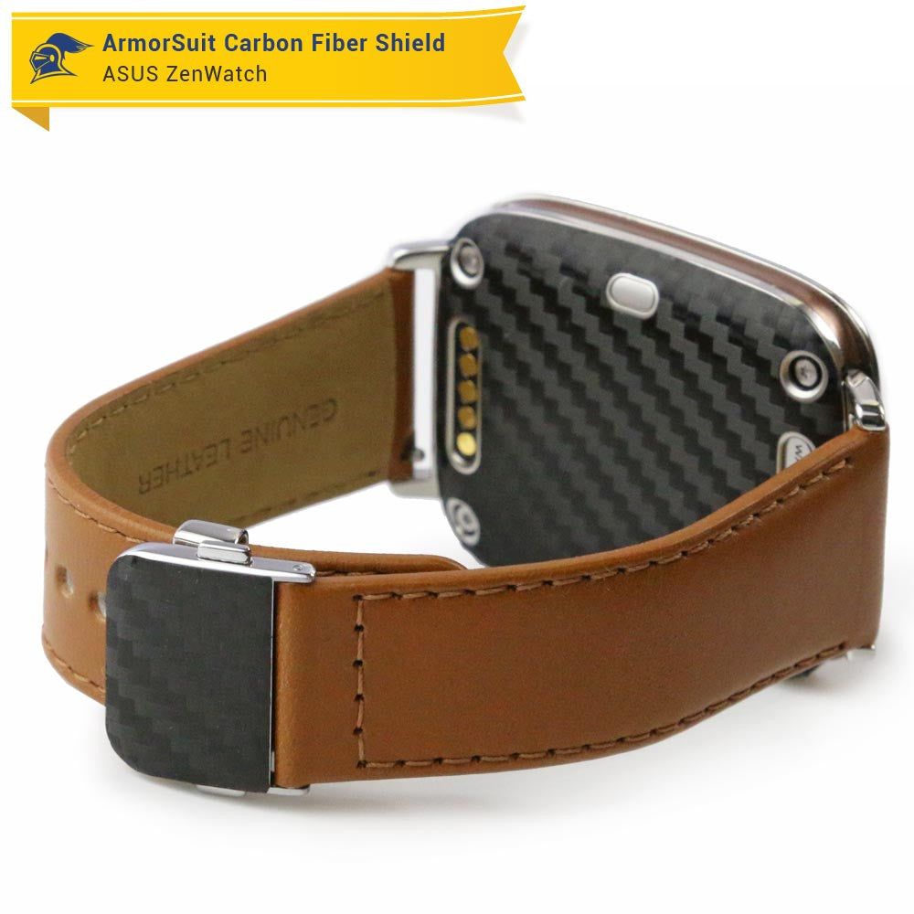 Asus ZenWatch Screen Protector + Black Carbon Fiber Skin