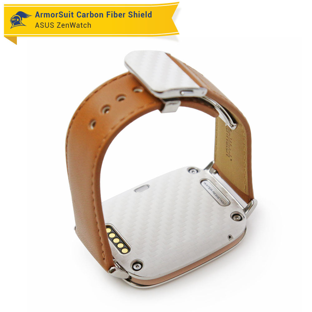 Asus ZenWatch Screen Protector + White Carbon Fiber Skin