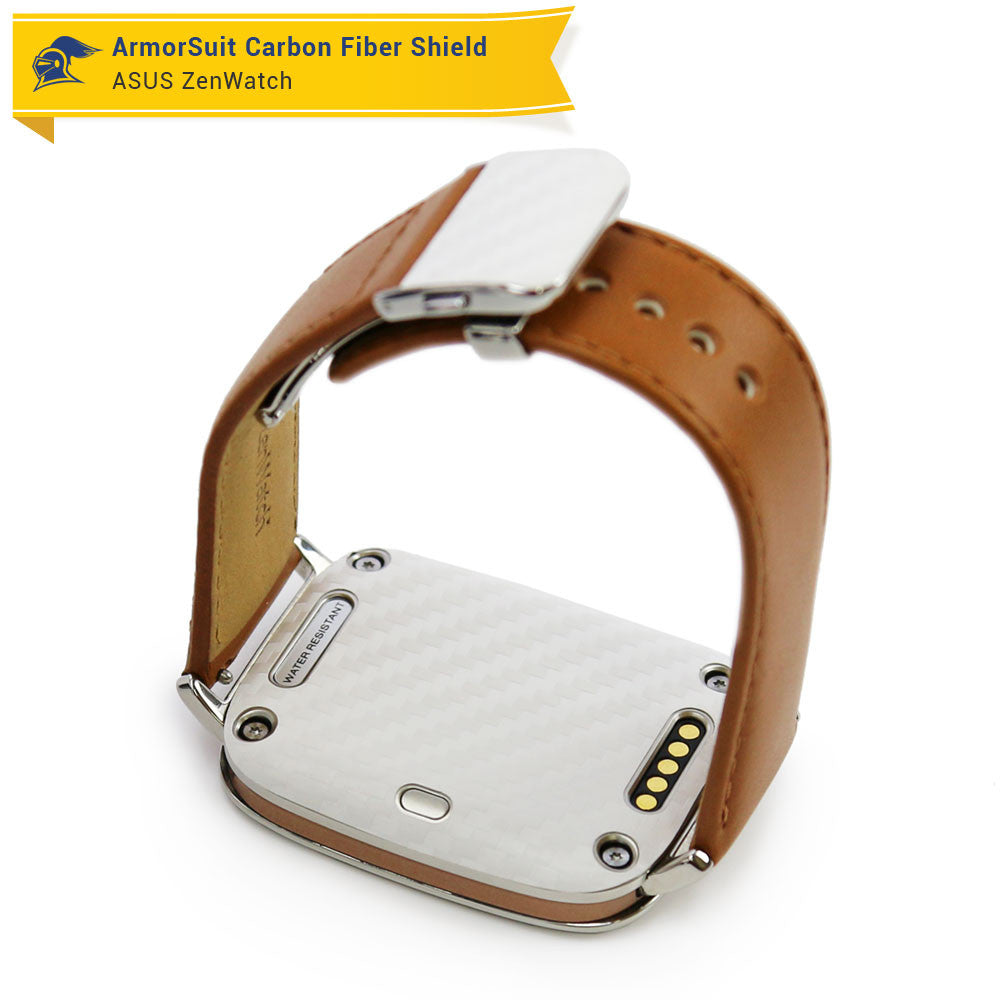 Asus ZenWatch Screen Protector + White Carbon Fiber Skin