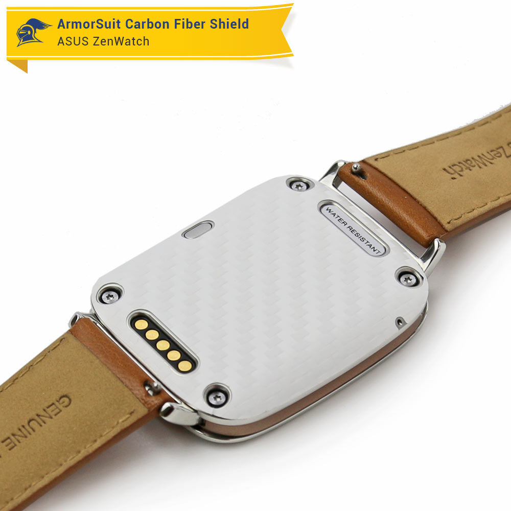 Asus ZenWatch Screen Protector + White Carbon Fiber Skin