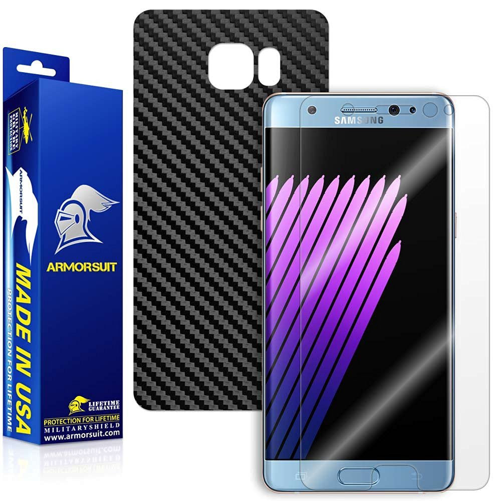 Samsung Galaxy Note 7 Screen Protector + Black Carbon Fiber Skin