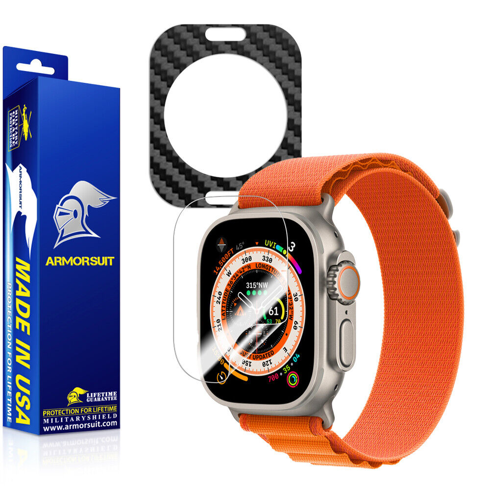 ArmorSuit Apple Watch Ultra (49mm) (6+1 Pack) Screen Protector & Black Carbon Fiber Skin USA