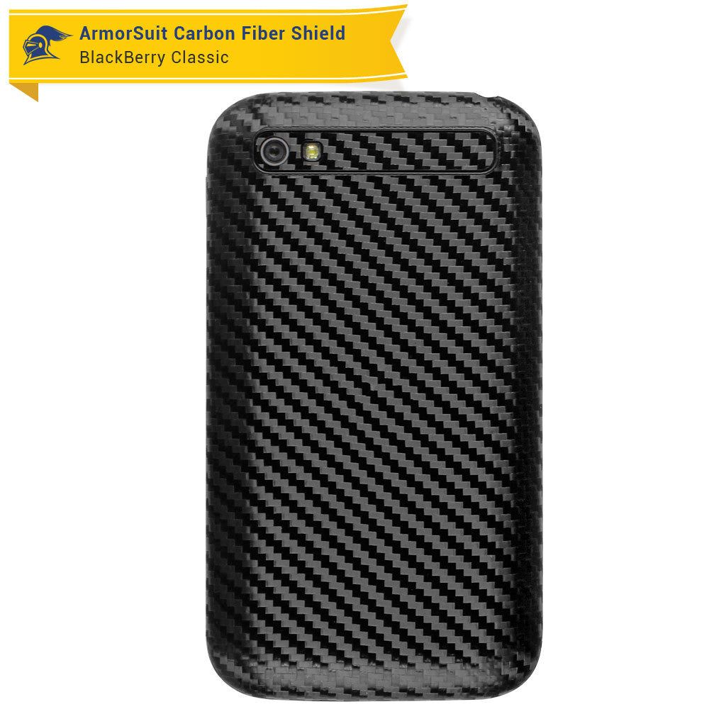 BlackBerry Classic (Q20) Screen Protector + Black Carbon Fiber Skin