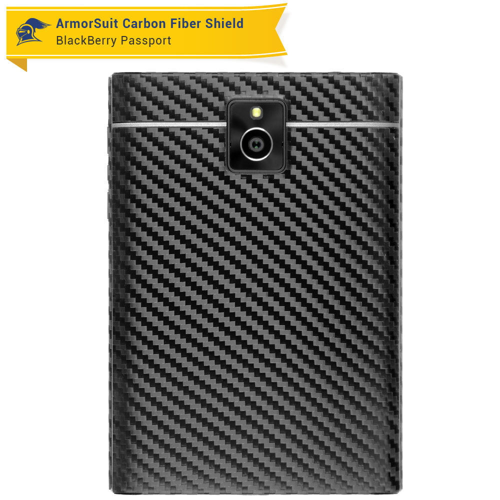 BlackBerry Passport Screen Protector + Black Carbon Fiber Skin