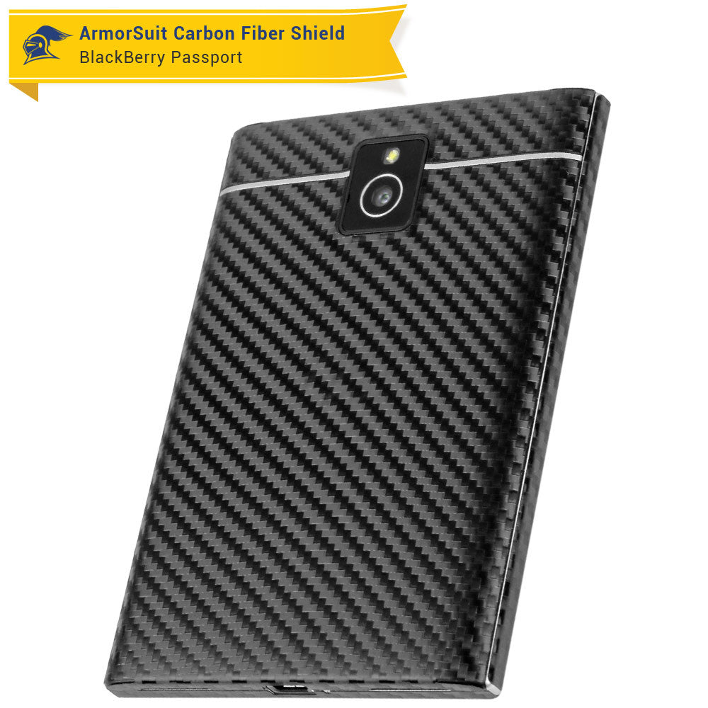 BlackBerry Passport Screen Protector + Black Carbon Fiber Skin