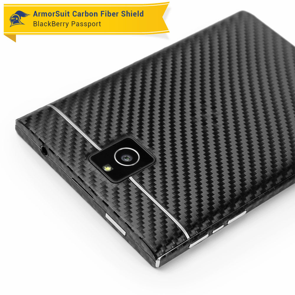 BlackBerry Passport Screen Protector + Black Carbon Fiber Skin