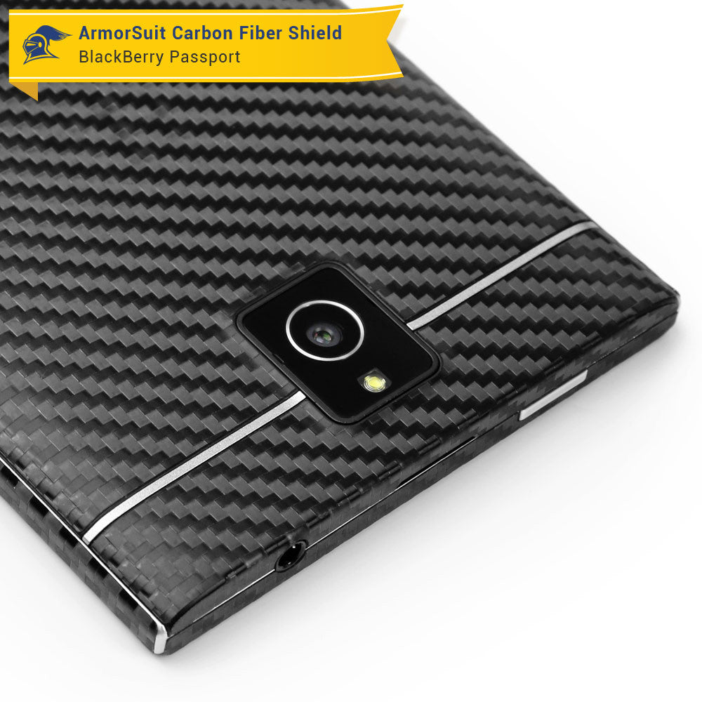 BlackBerry Passport Screen Protector + Black Carbon Fiber Skin