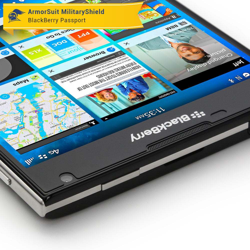 BlackBerry Passport Screen Protector + Black Carbon Fiber Skin