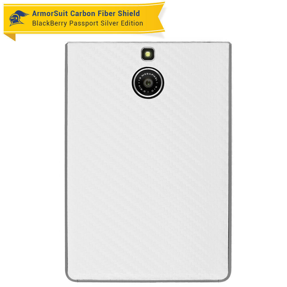 BlackBerry Passport Sliver Edition Screen Protector + White Carbon Fiber Skin