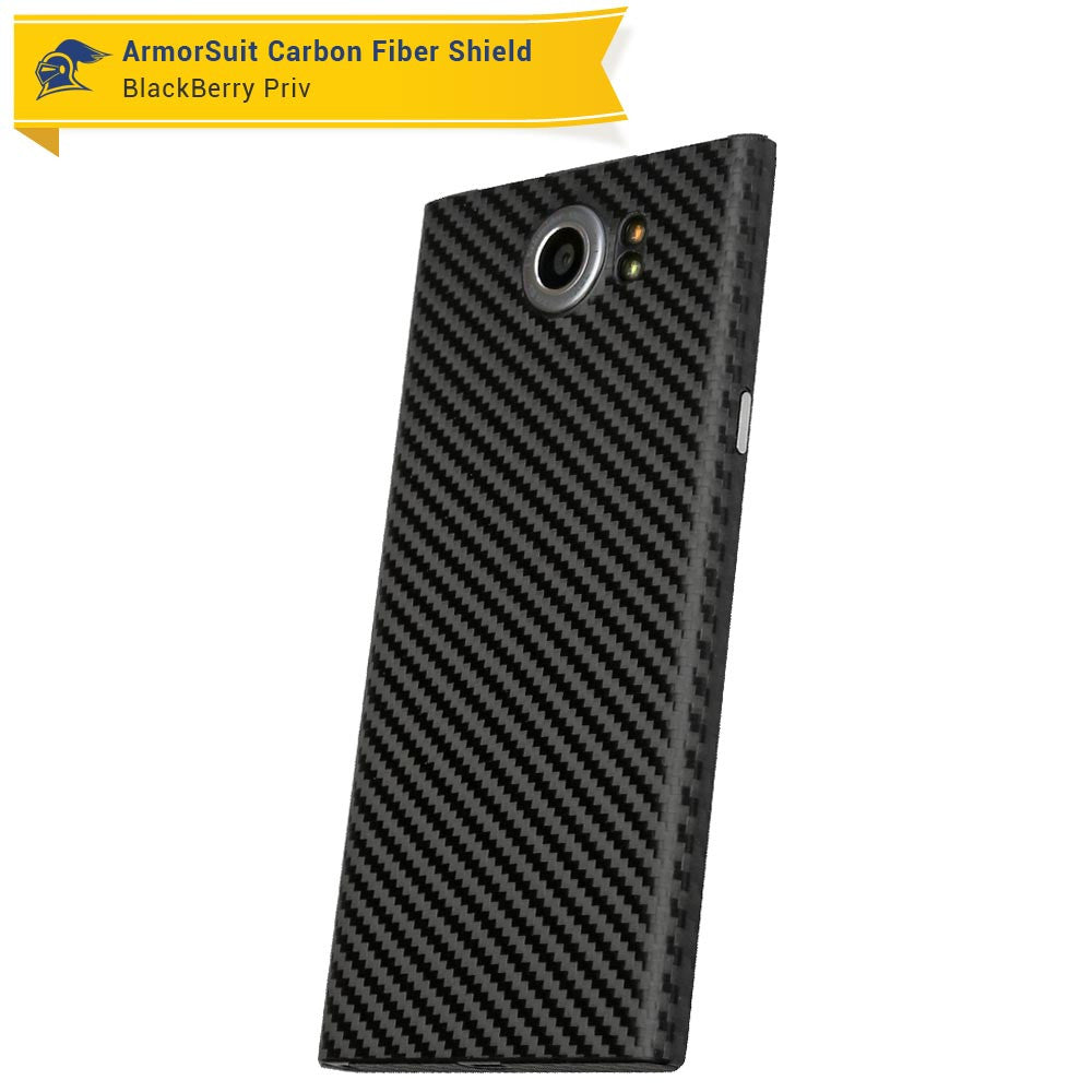 BlackBerry Priv Screen Protector + Black Carbon Fiber Skin