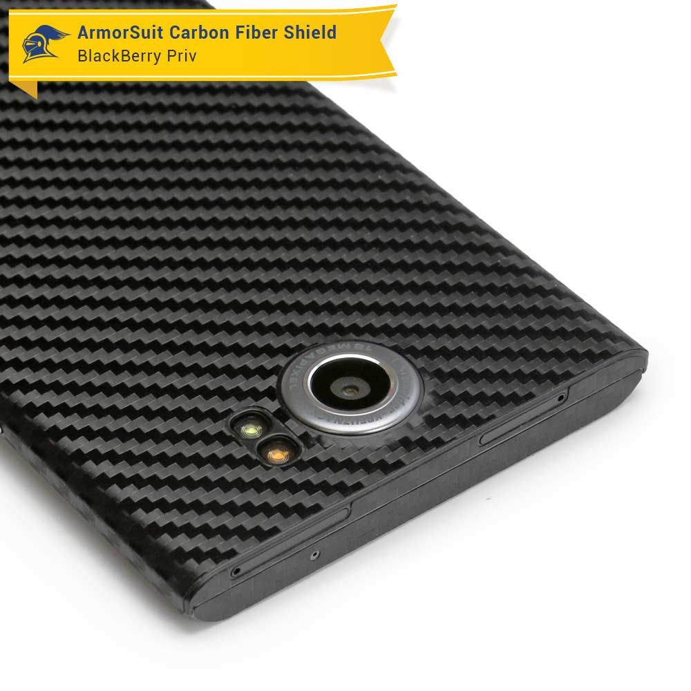 BlackBerry Priv Screen Protector + Black Carbon Fiber Skin