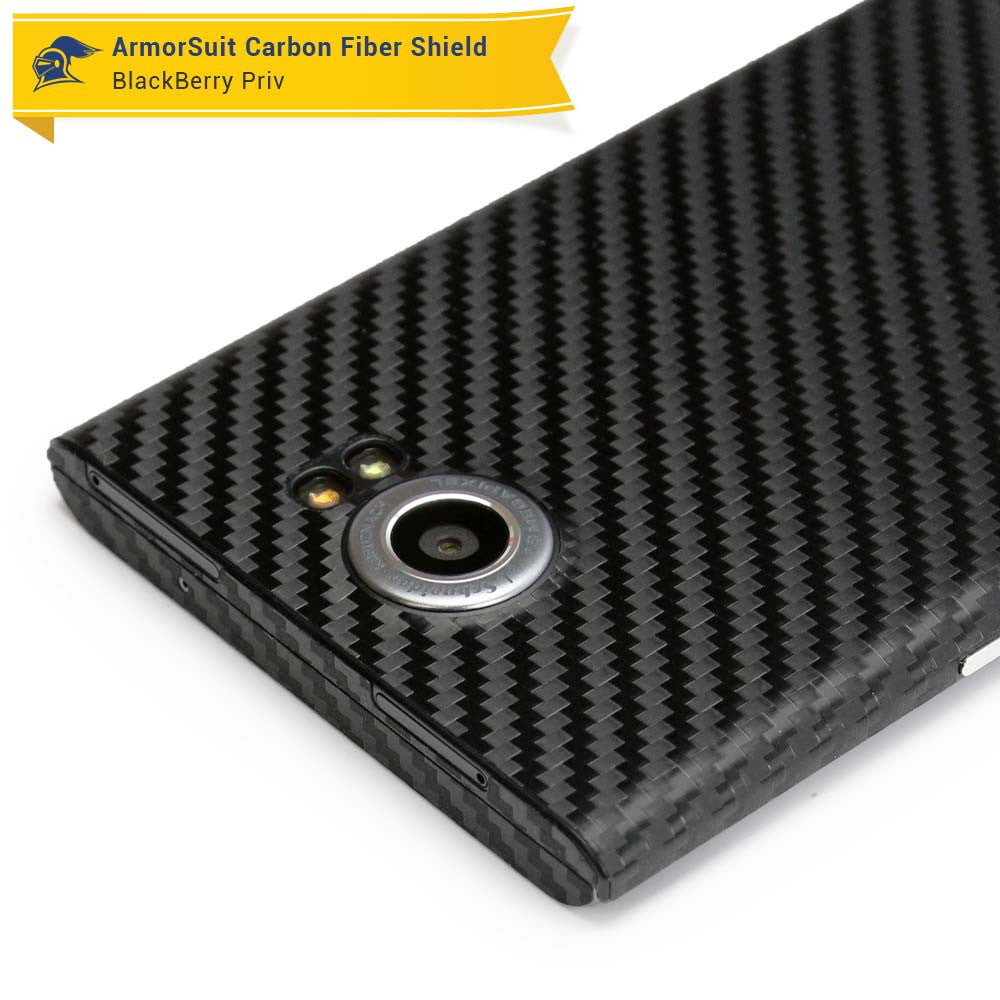 BlackBerry Priv Screen Protector + Black Carbon Fiber Skin