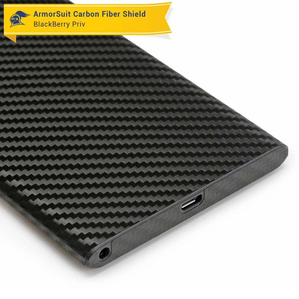 BlackBerry Priv Screen Protector + Black Carbon Fiber Skin