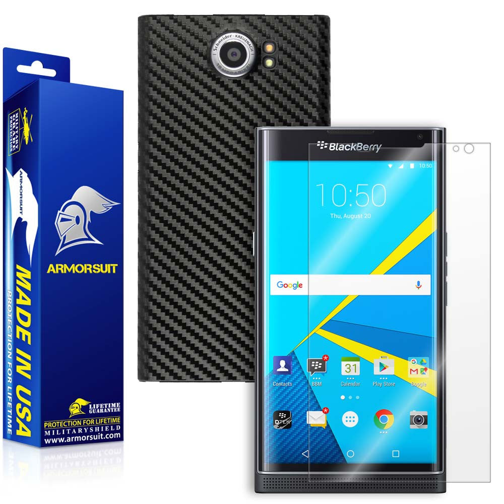 BlackBerry Priv Screen Protector Black Carbon Fiber Skin