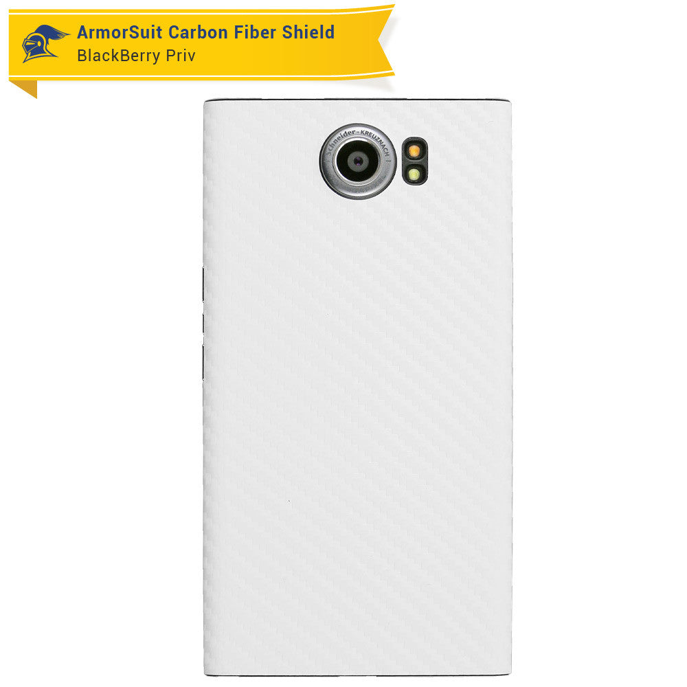 BlackBerry Priv Screen Protector + White Carbon Fiber Skin