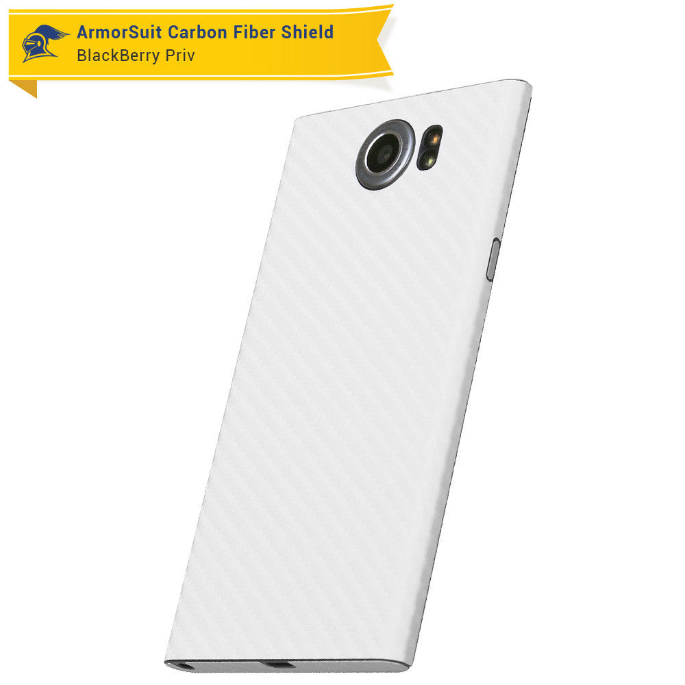 BlackBerry Priv Screen Protector + White Carbon Fiber Skin