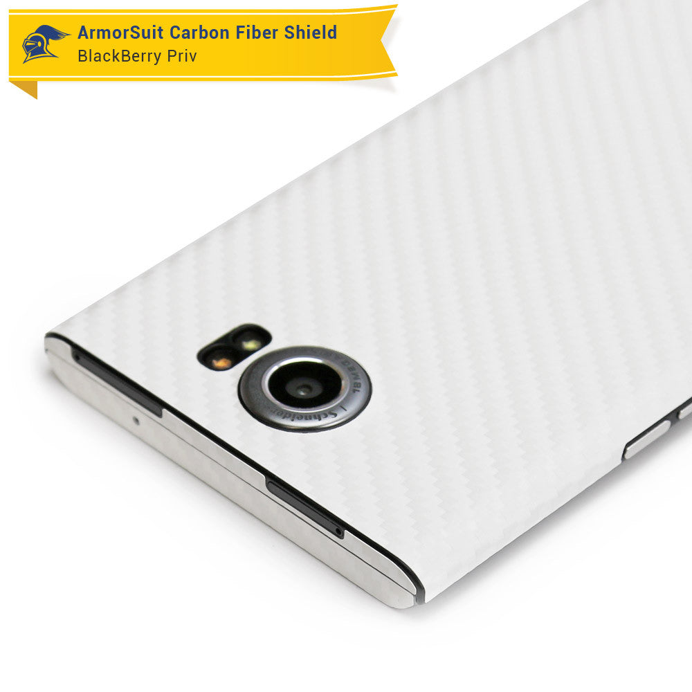 BlackBerry Priv Screen Protector + White Carbon Fiber Skin
