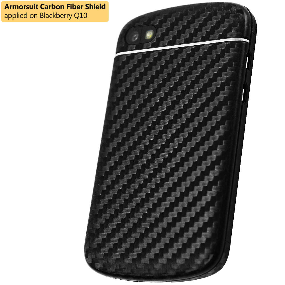 BlackBerry Q10 Screen Protector + Black Carbon Fiber Skin