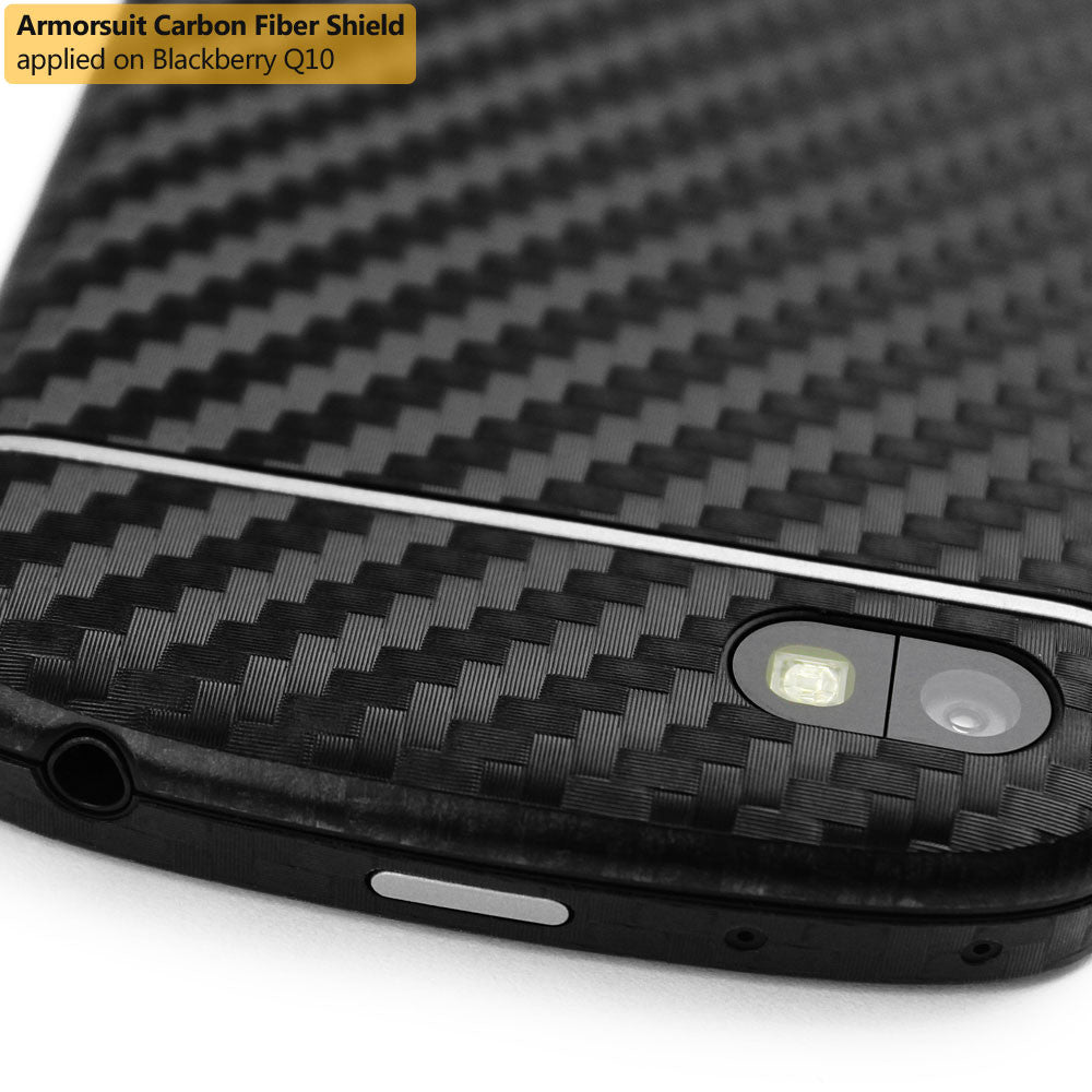 BlackBerry Q10 Screen Protector + Black Carbon Fiber Skin