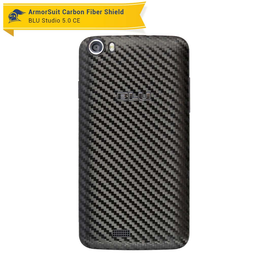 BLU Studio 5.0 CE Screen Protector + Black Carbon Fiber Skin