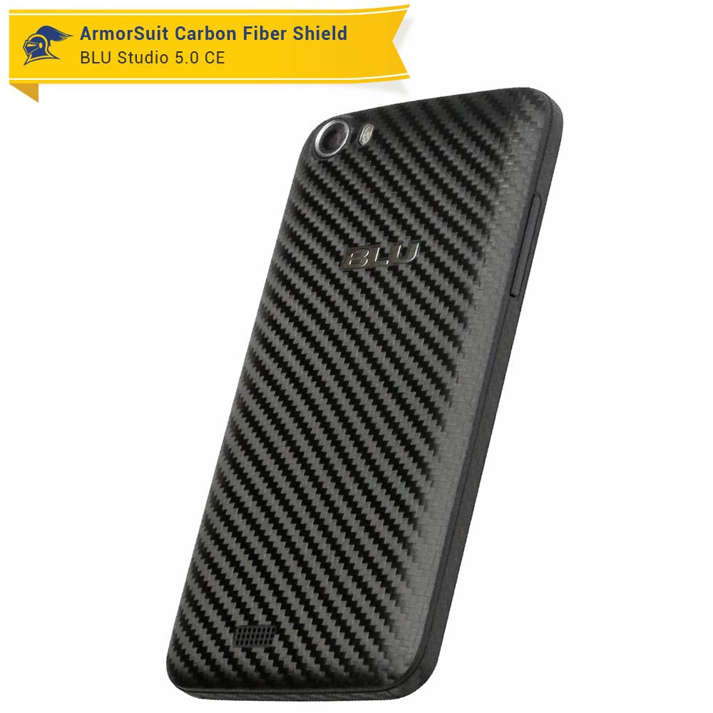BLU Studio 5.0 CE Screen Protector + Black Carbon Fiber Skin