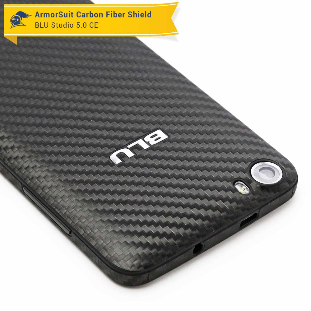 BLU Studio 5.0 CE Screen Protector + Black Carbon Fiber Skin