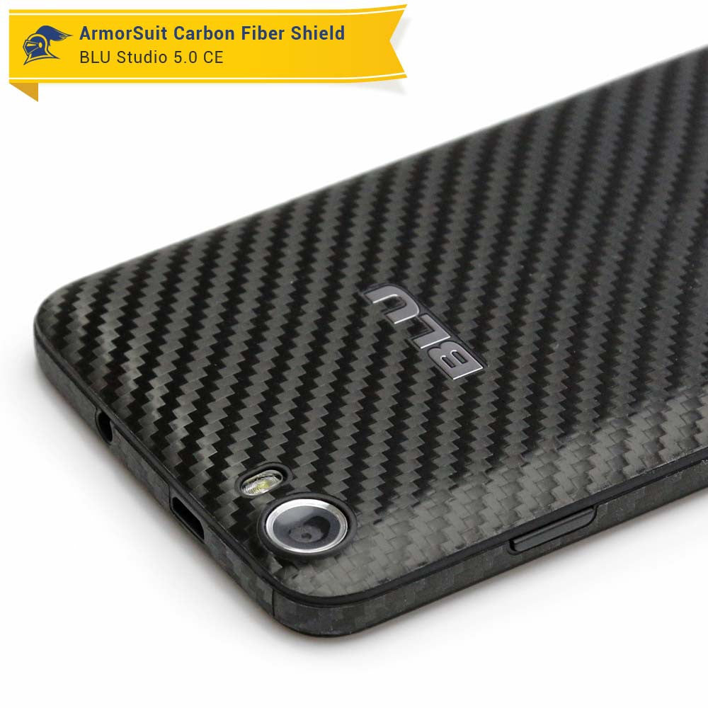 BLU Studio 5.0 CE Screen Protector + Black Carbon Fiber Skin