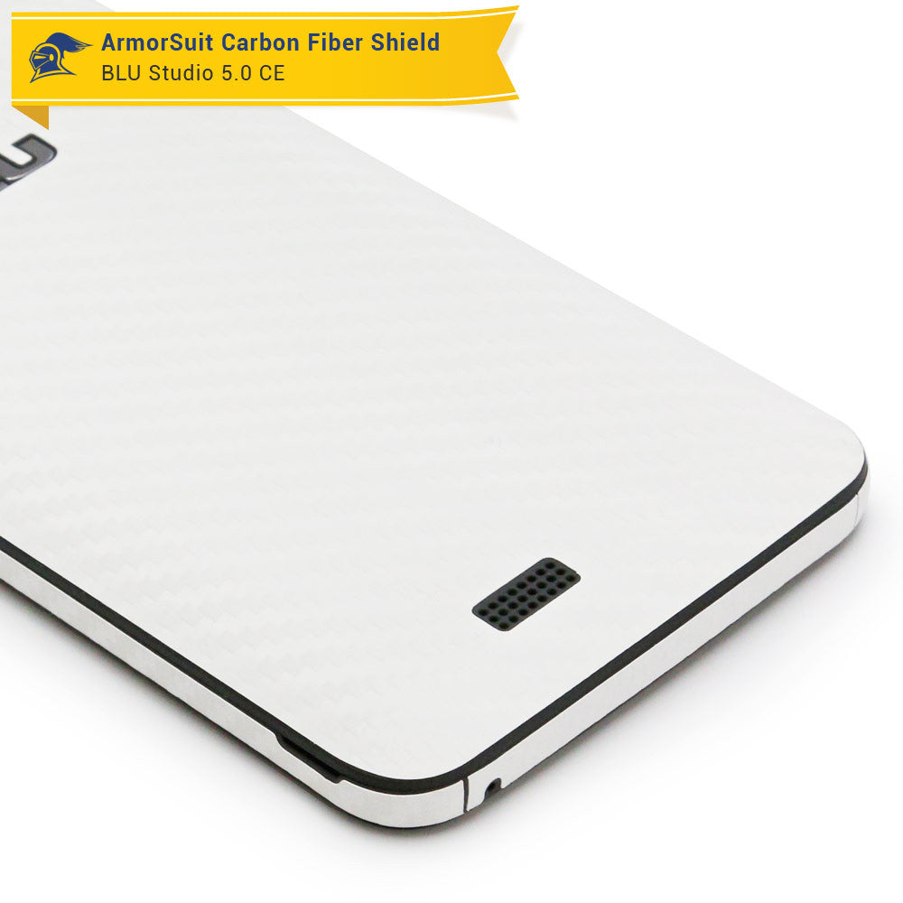 BLU Studio 5.0 CE Screen Protector + White Carbon Fiber Skin