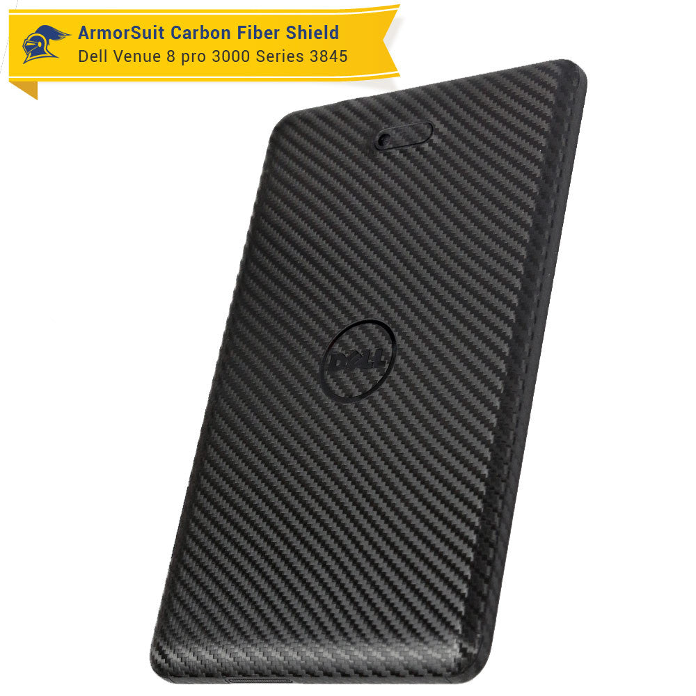 Dell New Venue 8 Pro 3000 3845 Screen Protector + Black Carbon Fiber Skin