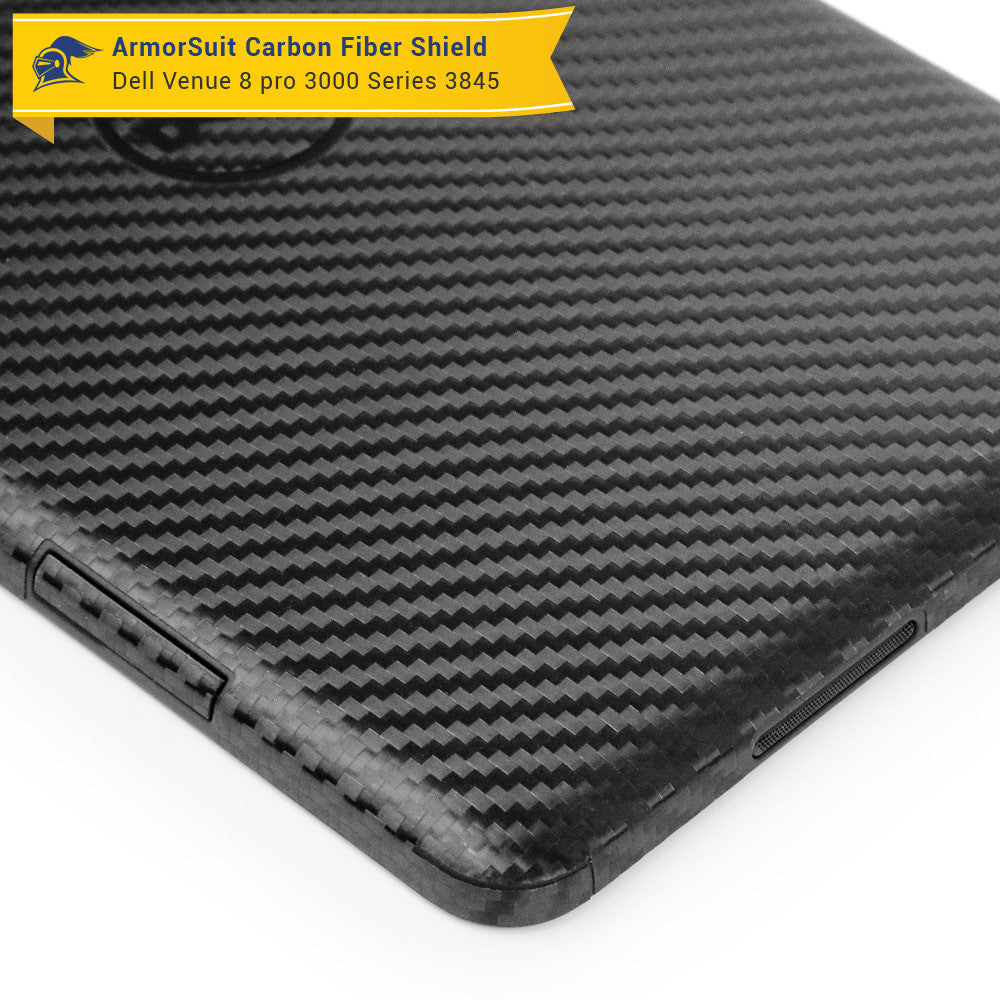 Dell New Venue 8 Pro 3000 3845 Screen Protector + Black Carbon Fiber Skin