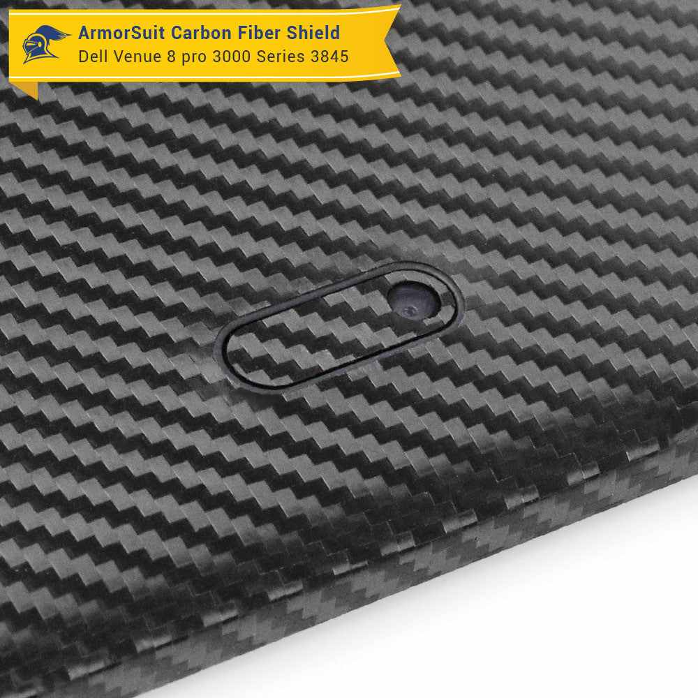 Dell New Venue 8 Pro 3000 3845 Screen Protector + Black Carbon Fiber Skin
