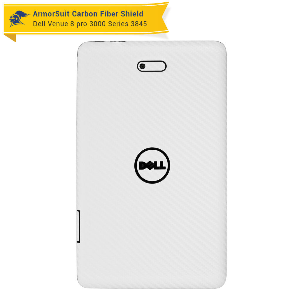 Dell New Venue 8 Pro 3000 3845 Screen Protector + White Carbon Fiber Skin