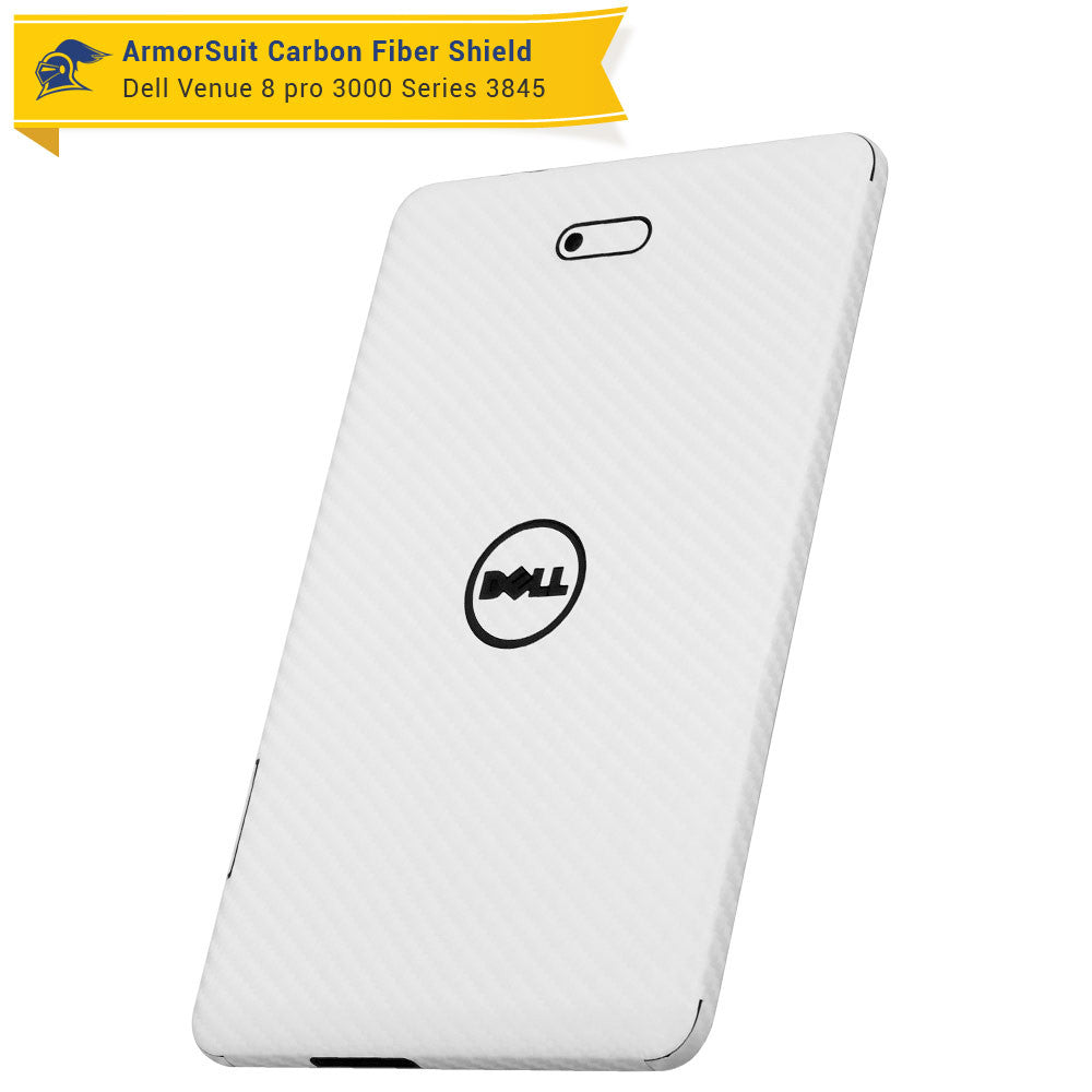 Dell New Venue 8 Pro 3000 3845 Screen Protector + White Carbon Fiber Skin