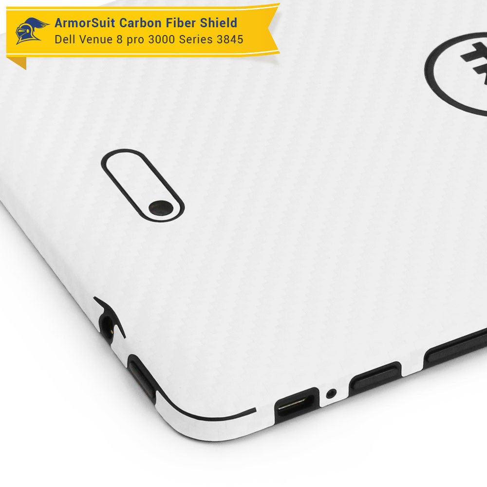 Dell New Venue 8 Pro 3000 3845 Screen Protector + White Carbon Fiber Skin