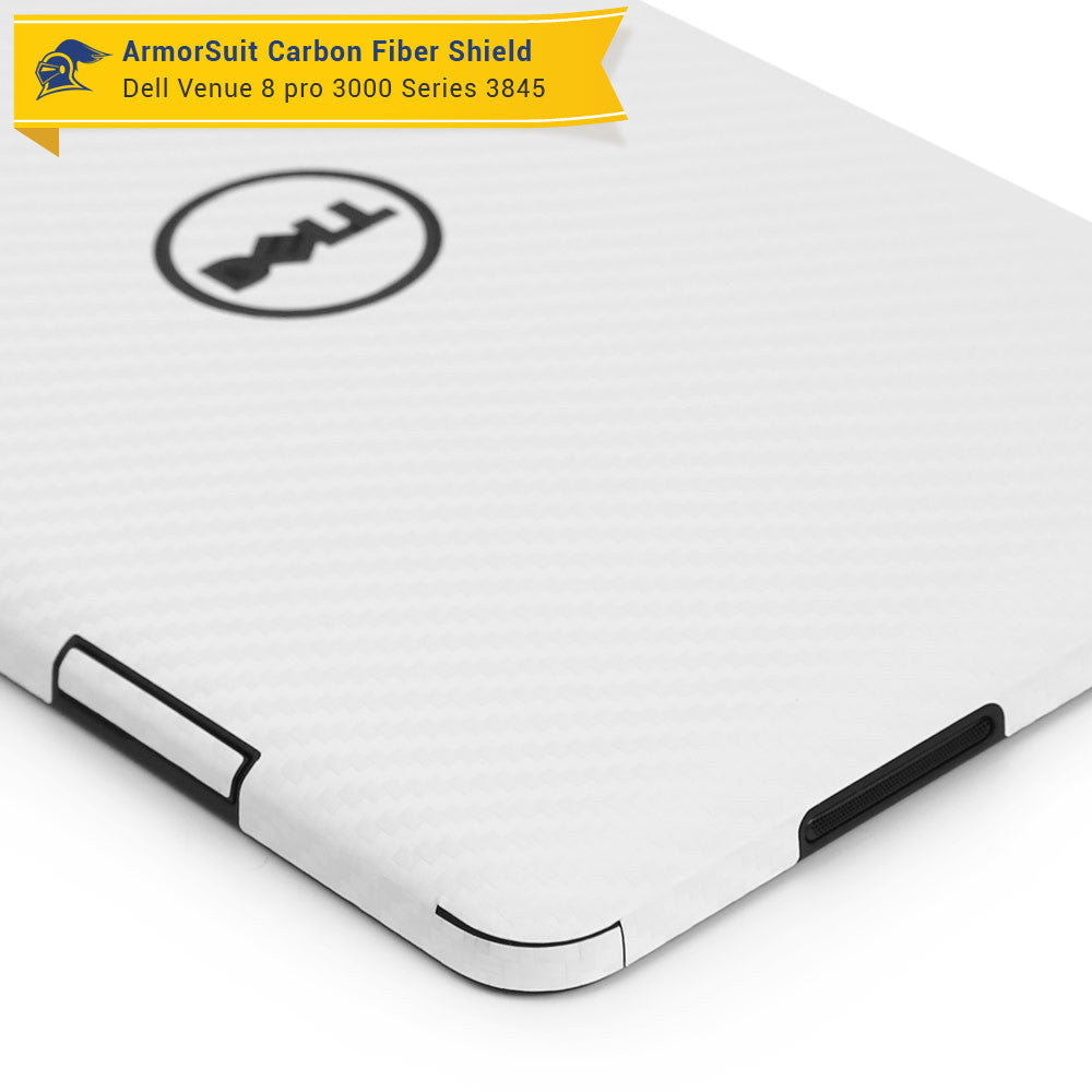 Dell New Venue 8 Pro 3000 3845 Screen Protector + White Carbon Fiber Skin