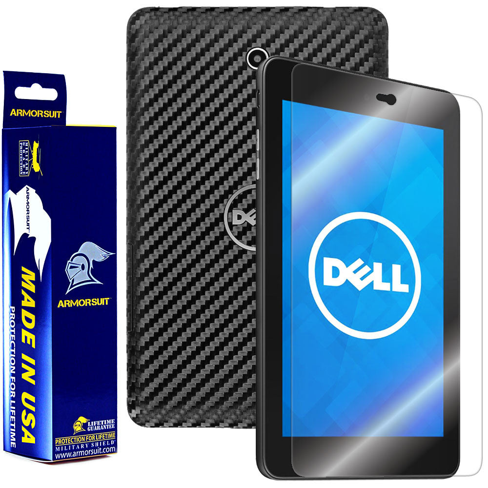 Dell Venue 7 Screen Protector + Black Carbon Fiber Film Protector