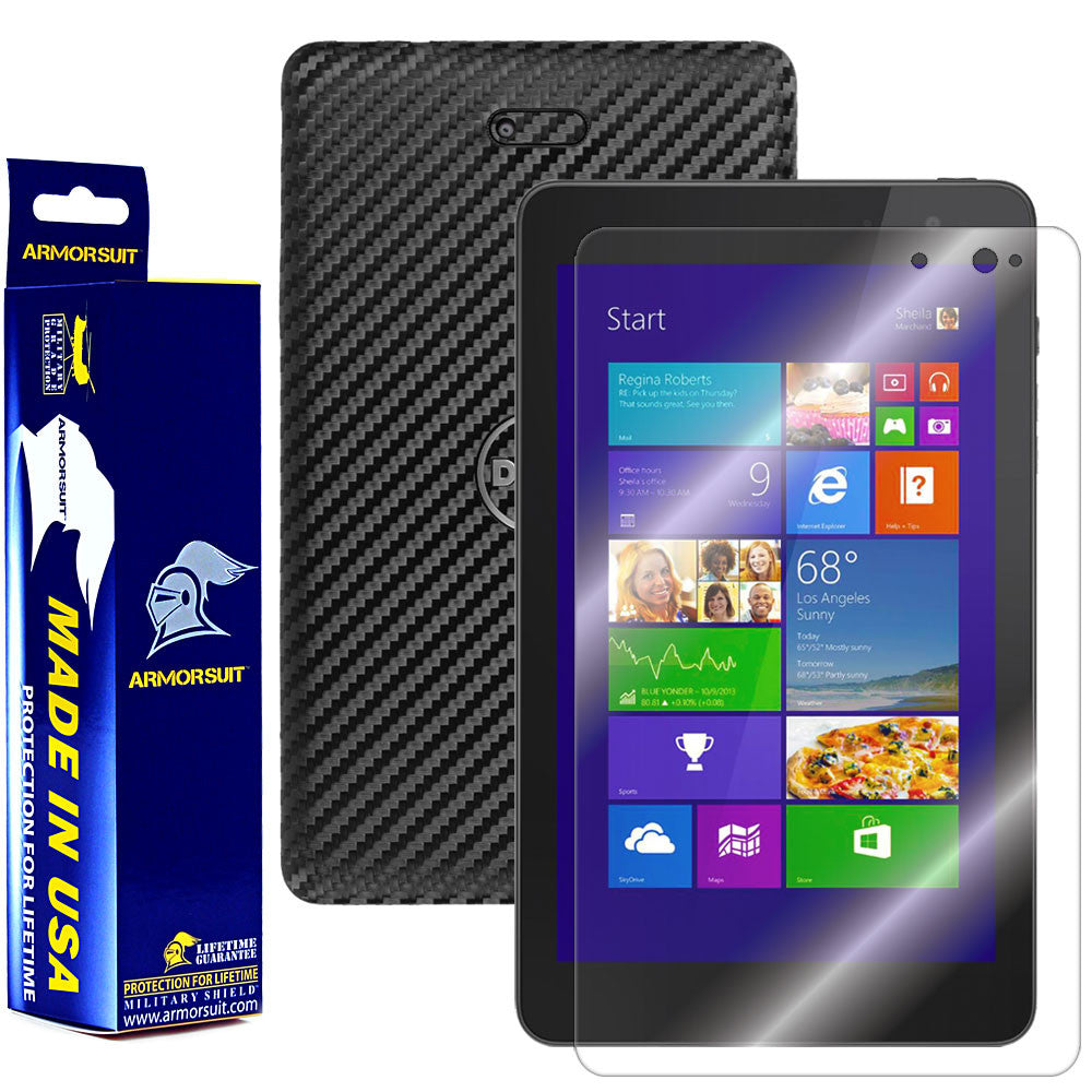 Dell Venue 8 Pro Screen Protector + Black Carbon Film Protector